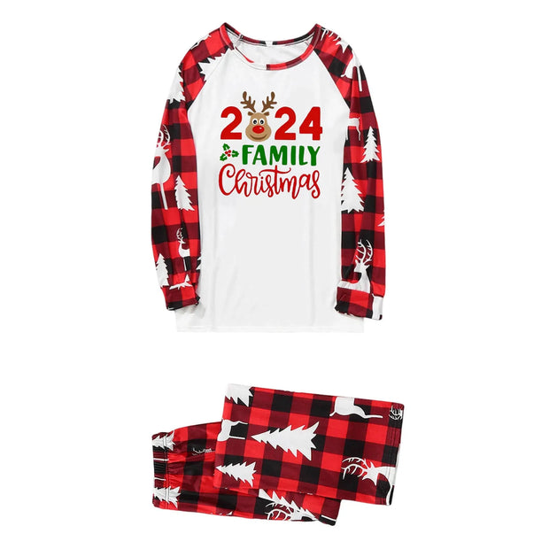 Family Parent Child Christmas Home Clothes Set Family Matching Outfits Christmas Printed Long Sleeve Tops Long Pants Set Pajamas