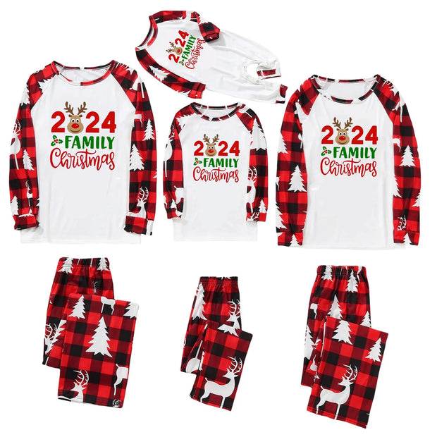 Family Parent Child Christmas Home Clothes Set Family Matching Outfits Christmas Printed Long Sleeve Tops Long Pants Set Pajamas