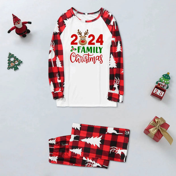 Family Parent Child Christmas Home Clothes Set Family Matching Outfits Christmas Printed Long Sleeve Tops Long Pants Set Pajamas